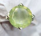 Fine Quality Genuine Green Prehnite 925 Silver Round Ring, Single Stone Ring