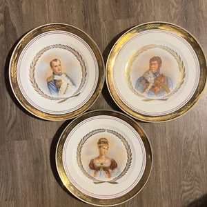 Royal Copenhagen Napoleon Fine Art Gold Rim Plates Emperor Empress Lot Of 3 - Picture 1 of 1