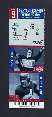 ELI MANNING FINAL GAME - 2019 NFL NEW YORK GIANTS FULL FOOTBALL TICKET - DEC 15 Cover