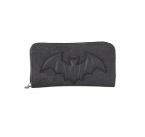 Lost Queen Dragon Frenzy Bat Gothic Punk Witchy Black Clutch Wallet WT41051BLK - Foto 1 di 3