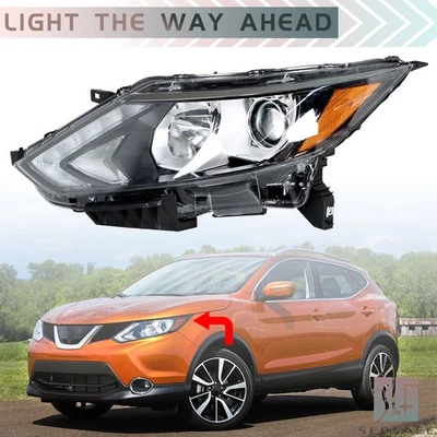 Driver Left For 2017-2019 Nissan Rogue Sport Halogen Headlight Assembly Black - Image 1 of 4