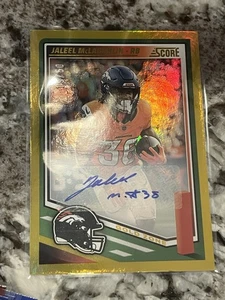 2025 Panini Score Jaleel McLaughlin Gold Zone AUTO 19/50 Denver Broncos #54 - Picture 1 of 3