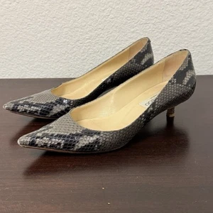 Jimmy Choo Python Kitten Heel Pumps Women’s IT 37 US 7 Pointed Toe Black Gray - Picture 1 of 12