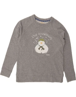 BARBOUR Mujer Gráfico Sudadera Jersey Reino Unido 10 Pequeño Gris Algodón Invierno DI75 Foto 1 de 4