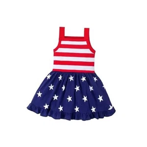 6M-8Y Toddler Girls 4th of July Outfits Baby Girl 6 Months Red Blue Dress - Picture 1 of 7
