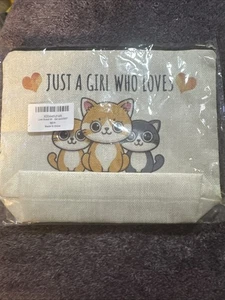 Just A Girl Who Love Cats Kosmetiktasche Cartoon Katzenmuster Canvas - Bild 1 von 2