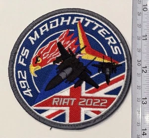 USAF Embroidered Patch F-15E 492nd Fighter Sq FS Madhatters RIAT 2022. Rare! - Bild 1 von 2