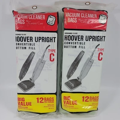 VTG Carpet Care Type C Hoover Vacuum Cleaner Bags Lot of 2 Packs = 24 Bags NOS - Image 1 of 4