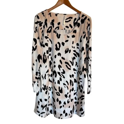 NWT Soma Top Women L Cream Embraceable Sleepshirt Cheetah Print Loungewear Cozy - Image 1 of 4