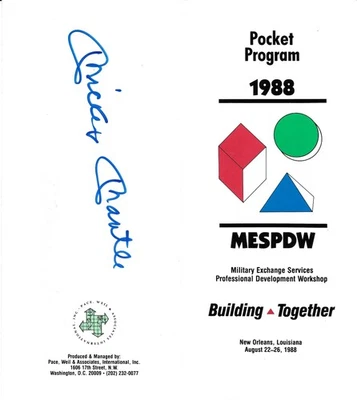 1988 Mickey Mantle autographed Pocket Program from MESPOW Aug 1988 - Image 1 of 4