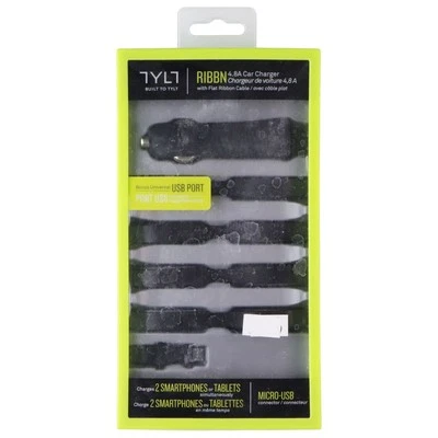 TYLT RIBBN Micro USB Car Charger for Phones and Tablets Black MIC-RIBBNBK-T - Image 1 of 2