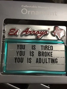 New El Arroyo You is Adulting Sign Mercury Glass Christmas Ornament - Picture 1 of 5