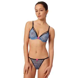 Conjunto de sujetador y bragas descaradas con aros de malla Parade TALLA S azul bebé leopardo NUEVO - Imagen 1 de 11