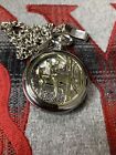 Deer Theme Pocket WATCH  W/ Chain Silver Gold Tone new battery