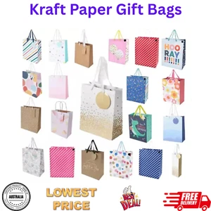 Kraft Paper Bags Gift Bag Craft Brown White Retail Bag Bottle Small Medium Large - Picture 1 of 33