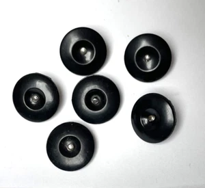6 vintage buttons Detachable 3/4" mid 20th century BLACK K - Picture 1 of 3