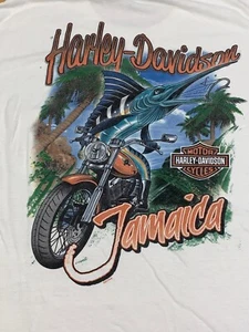 Harley davidson Jamaica Shirt Mens L Pocket Tee White Marlin Fishing Biker 11272 - Picture 1 of 9