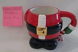  Authentic Disney Parks Christmas Santa Mug With Gold Belt Buckle Mickey Rare ⬇️ - Picture 1 of 22