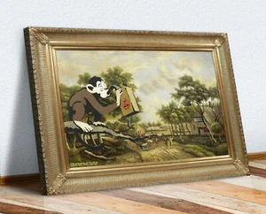 BANKSY MONKEY POISON CANVAS WALL ART PRINT ARTWORK PICTURE GRAFFITI GOLD - Picture 1 of 9