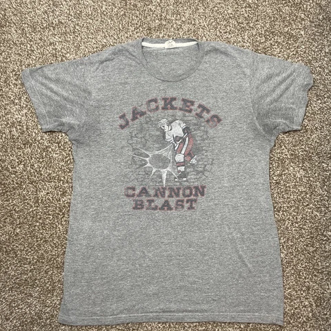 Homage Columbus Blue Jackets Cannon Blast Mens T Shirt Large Hockey Distressed Cover