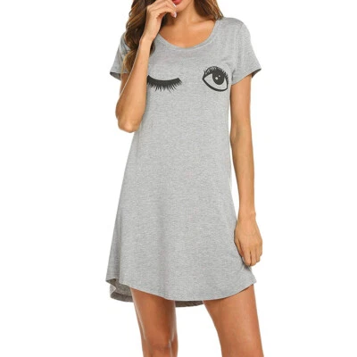 HOT Women Short Sleeve Sleep Shirt Tee Pajama Sleep Dress Nightgown Nightshirt - Image 1 of 4