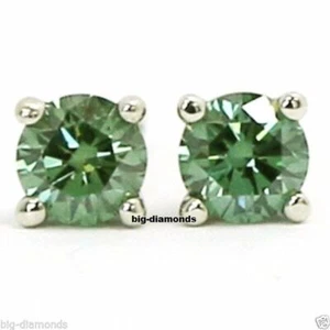 Pendiente solitario diamante verde forma redonda de 0,20 quilates con certificación VVS - Imagen 1 de 2