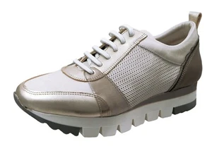 Dorking Charlot: Women's Sneakers White/Gold Leather D8109 Removable Insoles - Picture 1 of 4