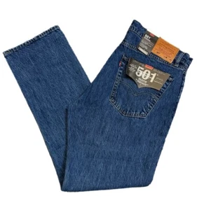 New With Tags Levis 501 Straight Leg Jeans Stonewash Blue Regular Fit Denim - Picture 1 of 5