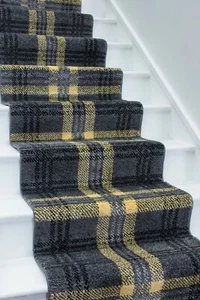 Yellow Tartan Carpet Runner Rug Plaid Mat Stair Hall Any Length Hand Finished - Picture 1 of 6