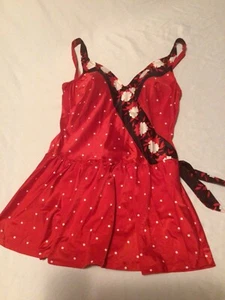 Some Body Mainstream Vintage Swim Dress~1 Pc~Red Polka Dot~Size 16~ILGWU~VGC! - Picture 1 of 12