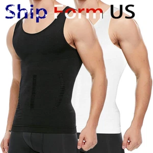 Men's Slimming Body Shaper Vest Abs Abdomen Compression Shirt Workout Tank Tops - Picture 1 of 16