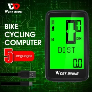Waterproof Wireless Bicycle Computer Speedo Odometer USB Rechargeable Cycling - Picture 1 of 21