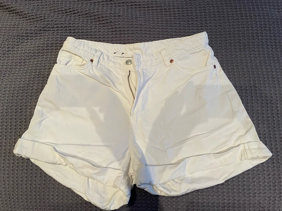 Monki Tallie cotton denim shorts in white - WHITE W30 - Image 1 of 3