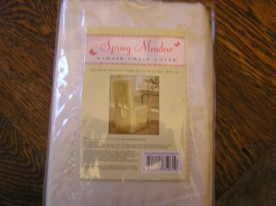 Spring Meadow хлопковая смесь шампанское ДАМАССКИЙ ЧЕХОЛ ДЛЯ ОБЕДЕННОГО СТУЛА до 42 дюймов ~ ~ новый в упаковке!! - Изображение 1 из 4