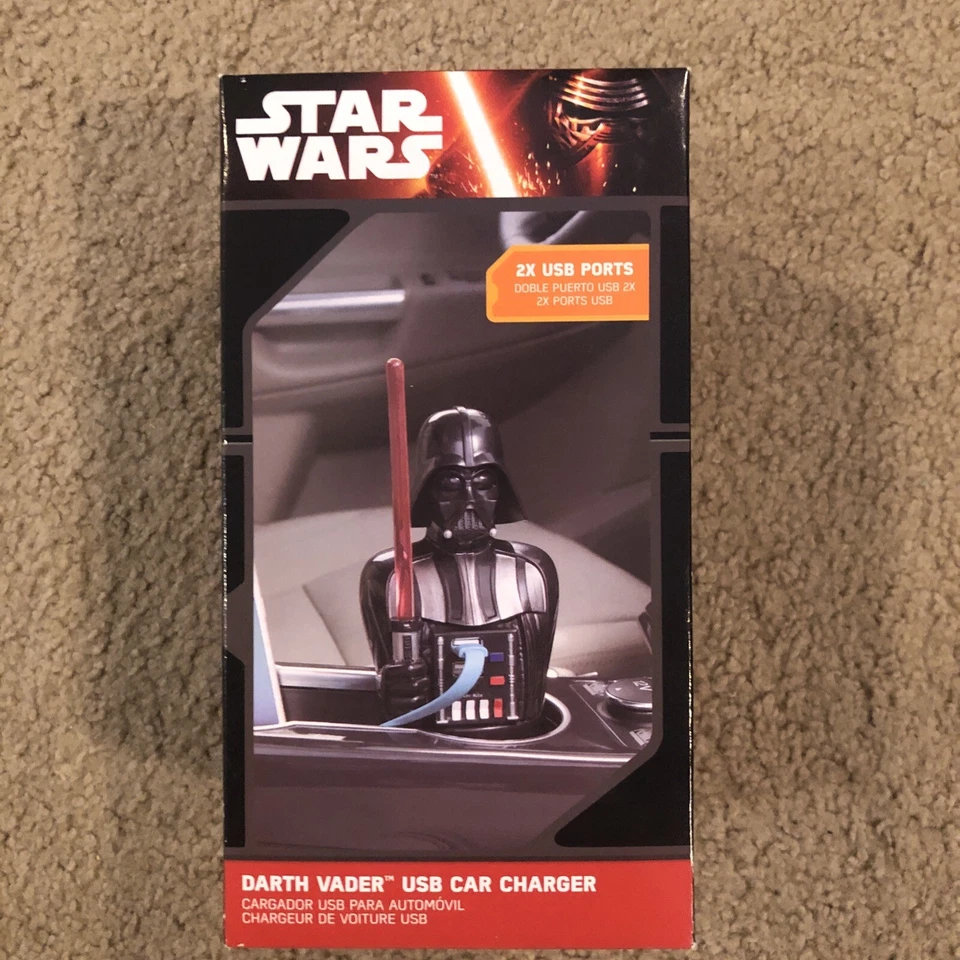 Disney Star Wars Darth Vader With Light Saber USB Port X2 Car Charger