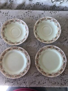 Vintage Lot 4 Pcs Delphine Bone China England Saucer Bread Plate LIGHT GREEN - Picture 1 of 8