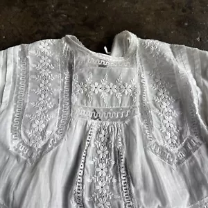 Antique Victorian Edwardian White Cotton Blouse Top Shirt Dainty Lace *FLAWS* - Picture 1 of 18