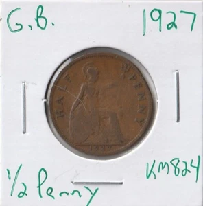 Coin Great Britain 1/2 Penny 1927 KM824, George V - Picture 1 of 2