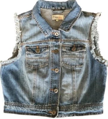 CI SONO JUNIORS GIRLS JEAN VEST, SIZE MEDIUM BUTTON CLOSURE  - Image 1 of 4