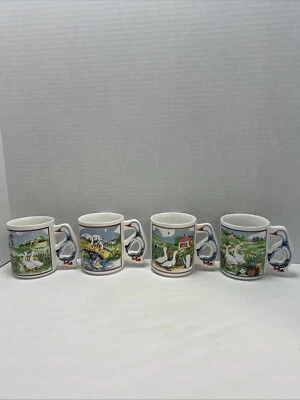 4 tazas de té de café vintage de gansos granja campo mango de ganso casa de campo LEER Foto 1 de 4