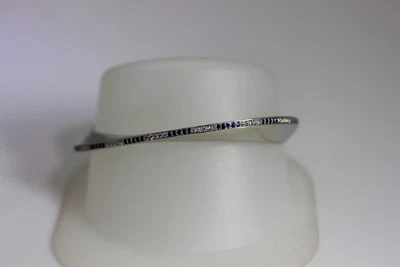 Hermoso Brazalete Brazalete Brazalete Oro Blanco 14K Zafiro y Diamante 7" - 12530-45 Foto 1 de 4