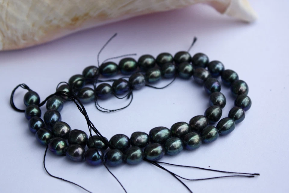 OV17S Zuchtperlen Strang Süßwasser Perlen Schmuck Kette Halskette 6-7 mm Oval  - Bild 1 von 1