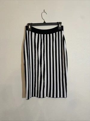 ALC Small Stretch Knit Striped Black White Skirt - Image 1 of 4