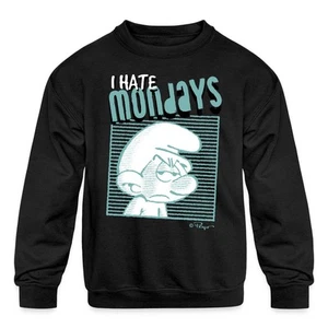 The Smurfs - I Hate Monday Blues Design Kids' Crewneck Sweatshirt - Picture 1 of 7