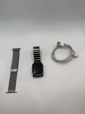 Apple Watch Series 6 GPS+LTE 44MM Stainless Steel Case, Milanese, Titanium Band - Image 1 of 3