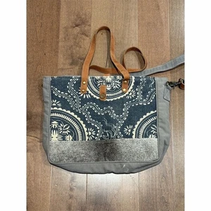 Borsa Myra grigia tela riciclata pelle bovina weekender borsone viaggio 20”x16”x8” - Foto 1 di 4