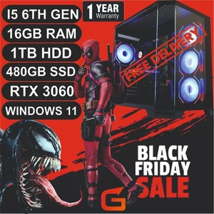 REDUCED XMAS GAMING PC I5 6th 16GB 1TB+480 SSD RTX 12GB 3060 W11 FREE DELIVERY - Picture 1 of 11