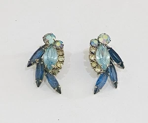 Pendientes de clip vintage de pedrería azul Juliana D&E Aurora - Imagen 1 de 4