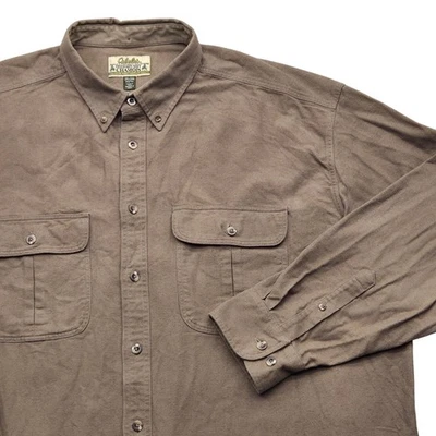 Cabelas Para Hombres 2XL Marrón Manga Larga Abotonada Gamuza Camisa Piel de Ciervo Suave Foto 1 de 4