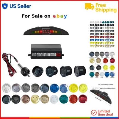 Car Backup Sensor Kit 18 Color Probes Adjustable Alarm Waterproof 4 Sensors - Image 1 of 4